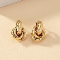Pendiente De Anillo Con Nudo En Oro Y Plata Para Mujer Obega Joyería De Moda Brillante Para El Día Estilo Clásico Geométrico - details 5