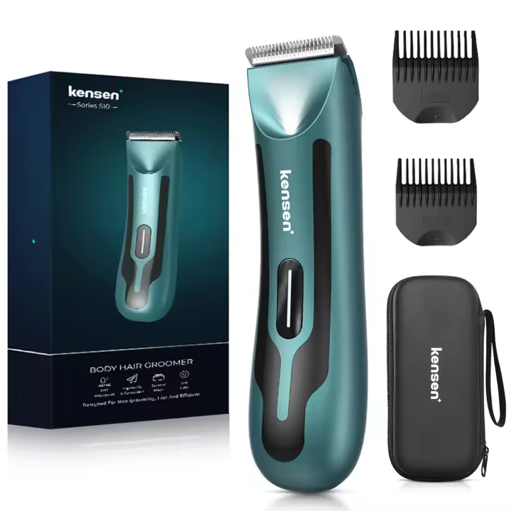Kensen Cortapelos Eléctrico Afeitado de Cuerpo para Hombres Impermeable, Recargable, Cuchilla de Cerámica Peines Guía Incluidos - 1