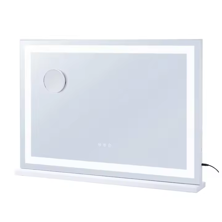 SucceBuy Espejo de tocador grande con luces, tres modos de color, aumento de 5X, puerto USB, Smart Touch. Escritorio o montado en la pared - 1