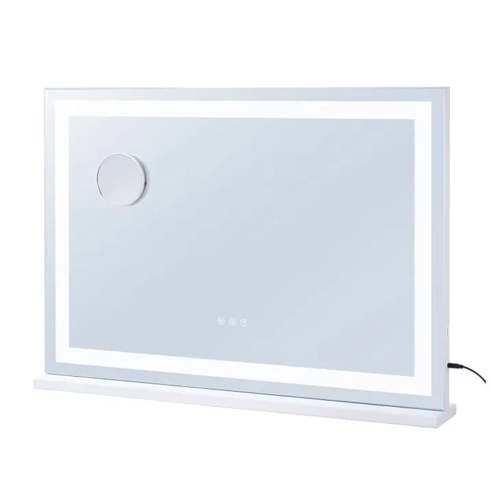 SucceBuy Espejo de tocador grande con luces, tres modos de color, aumento de 5X, puerto USB, Smart Touch. Escritorio o montado en la pared - 1