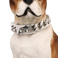 cadena 19MM, Collar de Metal caminar con hebilla segura, eslabón cubano plateado, y resistente a masticar para perros grandes - details 2