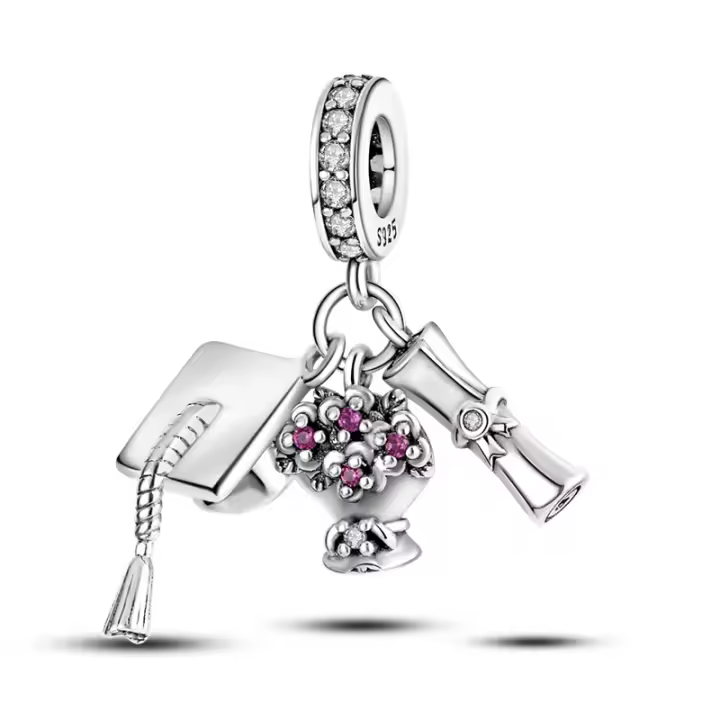 Colgante de plata de ley 925 para mujer, llavero pequeño compatible con pulsera Pandora Original, fabricación de joyas, regalo - 1
