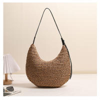 Bolso de paja de un solo hombro irregular de moda, bolso de playa para vacaciones, bolso versátil para mujeres - details 0