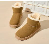 Botas de nieve zapatos casuales de algodón de cachemira de color sólido para mujer botas de algodón térmicas gruesas apiladas - details 10