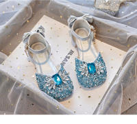 Nuevos zapatos plateados de cristal con suela blanda Baotou, zapatos de niña con diamantes de imitación, zapatos de rendimiento. - details 7