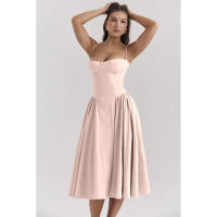Vestido Largo Vintage de Verano 2025 Estilo de Corte Real con Cuello de Corazón Dulce - details 46
