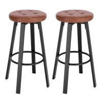 2 unids/set taburete de Bar con asiento giratorio de piel sintética 4 patas de Metal taburete alto con reposapiés para comedor cocina cafetería - details 7