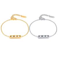 Pulsera de Cadena O de Piedra CZ Brillante Pulsera Femenina de Acero Inoxidable Dorado PVD - details 4