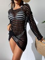 Elegante Cubierta de Punto con Cuello Redondo y Manga Larga Vestido de Playa de Ligero para Verano con Diseño Hueco, Protección Solar, Tela Transpirable - details 12