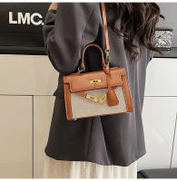 Bolso de mano de empalme de color en contraste de textura premium bolso de mensajero de hombro retro casual de nueva moda para mujer - details 25