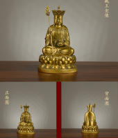 Bodhisattva Ksitigarbha de cobre puro en la montaña Jiuhua, con una gran decoración de la estatua de bronce de los Tres Santos Samantabhadra - details 10
