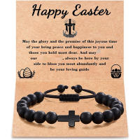 pulsera de piedra volcánica para hombre y mujer, brazalete de cuerda elástica, regalo para el Día del Padre, piedra lunar volcánica,Pulsera de regalo del Día de la Madre - details 1