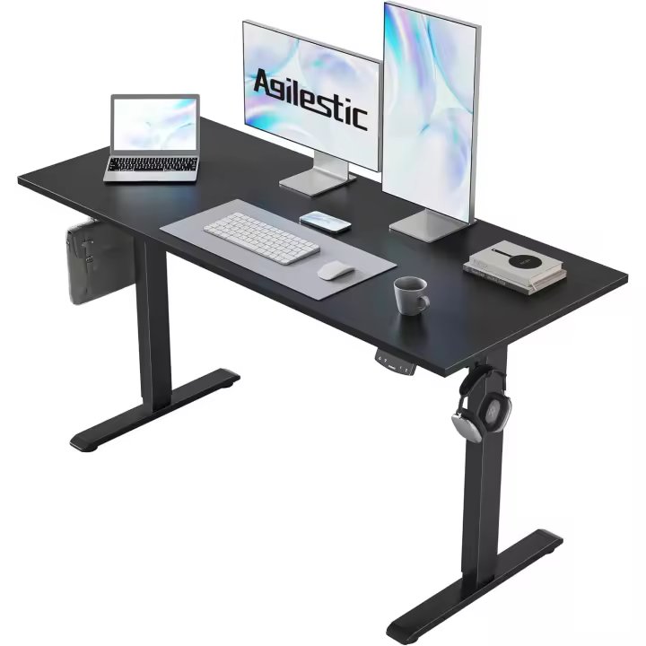 Escritorio Elevable Eléctrico Regulable en Altura Telescópico Bi-direccional con Control de Memoria y Tecnología Anticolisión Negro - 1