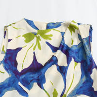 TRAFZA-mono Floral de pierna ancha para mujer, traje sin mangas con cuello redondo y cremallera decorativa, estilo bohemio, a la moda, Verano - details 3