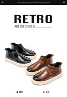 Botas Chelsea versátiles de alta gama, zapatos casuales de suela blanda de cuero de moda para hombre - details 3