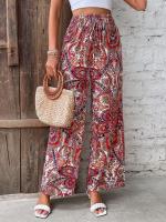 Pantalones de Verano Versátiles de Impresión Khaki Cintura Elástica, Legua Ancha, Comodidad Casual - details 13