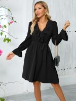 Midi Color sólido Nuevo en Dses para mujeres Elegantes y hermosas Características calientes Kpop Mujer Manga larga Ds con curvas Xxl - details 11