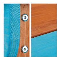 Mobiliario Infantil para jardín, Conjunto con Mesa, Dos Bancos y sombrilla, Muebles de Exterior, Madera, Multicolor - details 8
