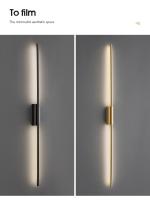 Tira de LED moderna y minimalista, lámpara de pared de cobre para sofá, sala de estar, fondo, dormitorio, mesita de noche, pasillo - details 6