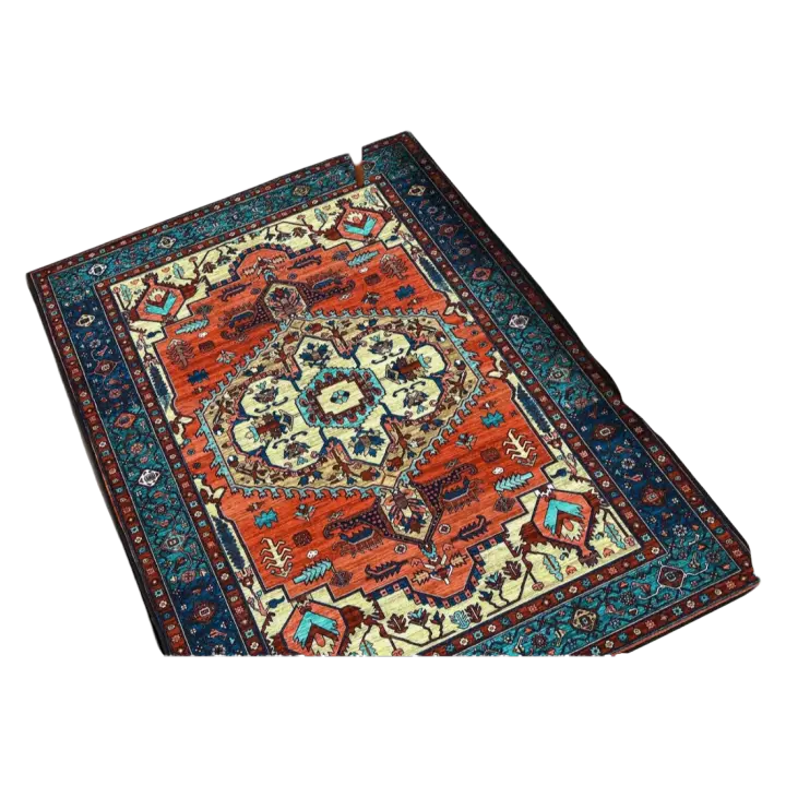 Alfombra bohemia para salón, dormitorio, pelo corto, lavable, suave, antideslizante, diseño vintage - 1