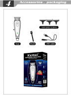 Kemei-cortadora de pelo profesional, máquina de corte de pelo sin cable, de Metal, 0mm, con hoja en T, KM-1949A - details 5