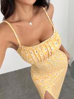 Vestido de estilo simple de mujer cintura alta tirantes delgados falda media y larga - details 9