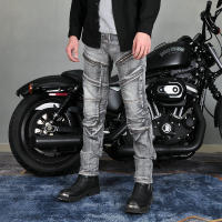 Jeans para montar en motocicleta, pantalones retro casuales a prueba de caídas, pantalones elásticos lavados resistentes al desgarro de la locomotora de Kevlar - details 4