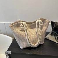 Bolso de Paja Tejido a Mano Bohemio Gran Capacidad Ligera para la Playa con Manijas de Cuerda Doble y Nudo Decorativo Ideal para Viajes, Salidas Casuales, Picnics y Compras - details 1