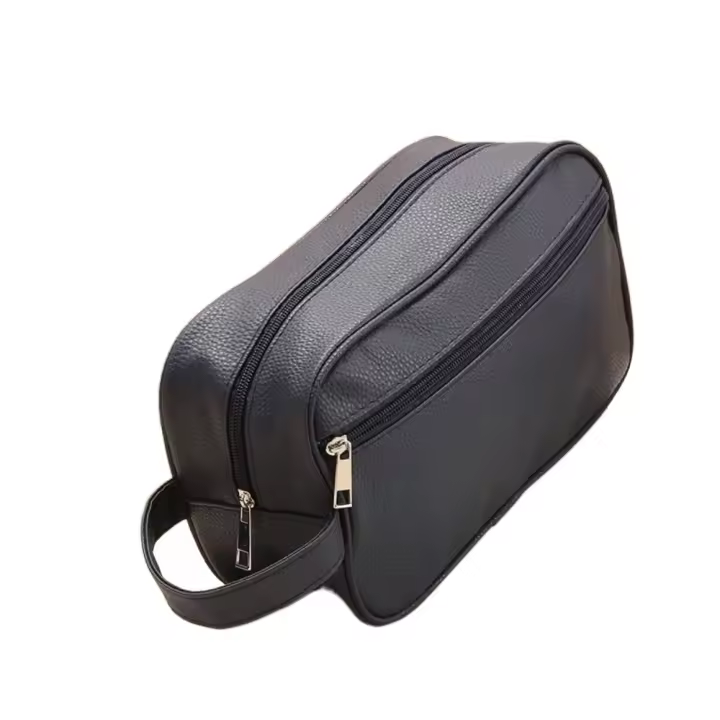 Bolsa de cosméticos de cuero PU para hombres, organizador de cosméticos de viaje, bolsa de aseo, bolsa de almacenamiento, bolsas de maquillaje con cremallera de gran capacidad, nuevo - 1