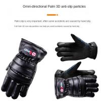 Guantes de cuero para invierno con pantalla táctil, guantes de terciopelo para mantener el calor, equipo de jinete, guantes deportivos impermeables para conducir con dedos completos, esquí - details 7