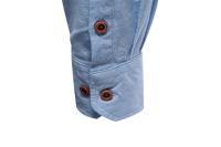 día del padre Otoño Nueva camisa social 100% algodón para hombre Camisa de manga larga de color sólido de alta calidad para hombres Camisas casuales con cuello alto para hombres - details 14