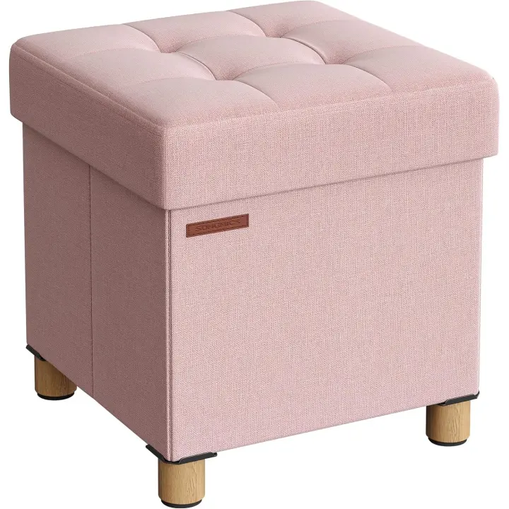 Puff Almacenaje, Baúl Plegable con Patas, 38 x 110 x 40 cm, Banco de Pie de Cama, Banco Almacenaje, Soporta hasta 300 kg, para Sala de Estar, Dormitorio, Entrada, Gris Pizarra LSF018G11 - 1