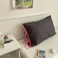 Funda de almohada con lazo de Color sólido, fundas de almohada de algodón de estilo nórdico suave, funda de almohada transpirable lavable, accesorios para dormitorio, 2 uds. - details 5