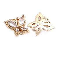 4 Uds. De circonita de latón de Color dorado de 18K, 2 agujeros, dijes de conexión de mariposa, colgantes, collar, pendientes, accesorios de joyería de alta calidad - details 10