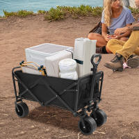 Carretilla Plegable Capacidad de Carga de 115 kg, Neumáticos Extra Anchos, Carretilla Todo Terreno con Frenos, Bolso Ajustable, Carro de Camping para Picnic en la Playa, Camping, Compras (Negro) - details 1