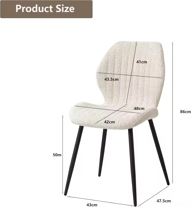 Juego de 4 Sillas de Comedor, Sillas de Comedor Tapizadas, Sillas de Cocina Nórdicas, Sillas Acolchadas con Patas de Metal, Cojines de Tela de Rombos, Beige-R - 1