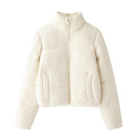 TRAFZA-abrigo largo de manga larga con estampado para mujer, ropa de abrigo informal de piel sintética con botones y cuello vuelto, para invierno - details 1