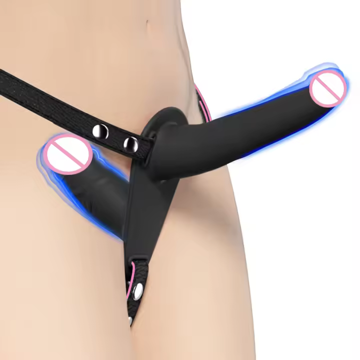 Consolador de doble cabeza para lesbiana, pene Artificial, Correa usable, Juguetes sexuales, Correa en cinturón, consoladores anales suaves para niñas y adultos - 1