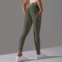 Pantalones de yoga con espalda en V para mujer, leggings sexys para entrenamiento Fiess, gimnasio, correr, cintura alta - details 13