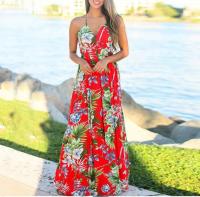 Vestido Floral largo bohemio para mujer, falda sin mangas, cuello en V, Espalda descubierta, primavera, verano, negro, blanco, azul, red42, 40, 38 - details 15