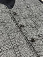 Chaleco vintage de negocios para hombre, abrigo clásico a cuadros, chaleco formal ajustado de tweed para padrinos de boda - details 4
