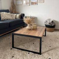 Centro de lujo, color madera rústica, aglomerado y melamina/hierro, mesa de centro para salón, mesa de centro baja - details 5