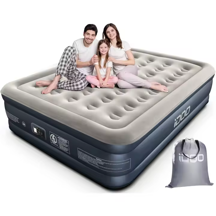 Cama Inflable iDOO con Bomba de Inflado Incorporada Inflado Rápido de 3 Minutos, Desinflado de 2 Minutos Peso Máximo 295Kg Ideal para el Hogar, Viajes, Camping - 1