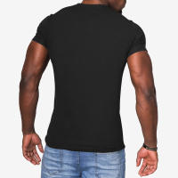 Camiseta de manga corta Henley para hombre, camisa informal de algodón, camisas Henley, M-6XL negro - details 3
