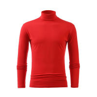 Camiseta de manga larga con cuello medio alto para hombre, Jersey informal de Color sólido, ropa interior - details 2