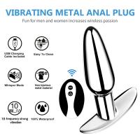 Plug Push 10 modos de vibración juguete para hombres masajeador de próstata sexo con Control remoto vibrador juguetes anales para 18 - details 0