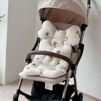 Cojín Universal suave y cómodo para asiento de cochecito, bonito cojín para cochecito de bebé, agradable a la piel, forro de asiento con bordado de oso infantil, almohadilla para niño pequeño - details 7