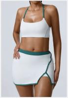 Conjunto de dos piezas de sujetador y pantalones cortos de entrenamiento de yoga, conjunto deportivo de mujer Fiess yoga Tre elástico de retales - details 5