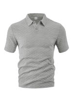 Hombre verano slim transpirable transpiración suelta casual color sólido jacquard hombre manga corta Polo - details 30