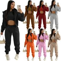 Conjunto de ropa de mujer de 3 piezas, suéter con capucha con forro polar, camiseta sin mangas y pantalones deportivos - details 1